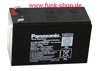 Pnasonic-Blei-Gel-Akku 12V 7,2Ah mit 6,3mm-Flachsteckanschluss